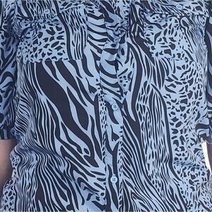 Sugar lips Blue Zebra Print 3/4 Sleevr Shirt Dress